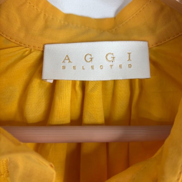 Aggi by Halewski Mona Sunflower Dress M Eyelet Lace Balloon Sleeve Shirt Dress - Picture 9 of 14